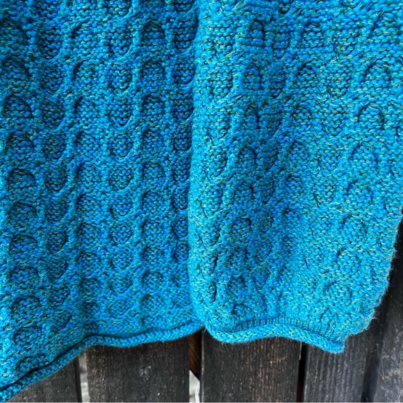 Sundance Cotton Silk Blend Teal & Green Marled Textured Knit Sweater Sz L - Picture 6 of 11